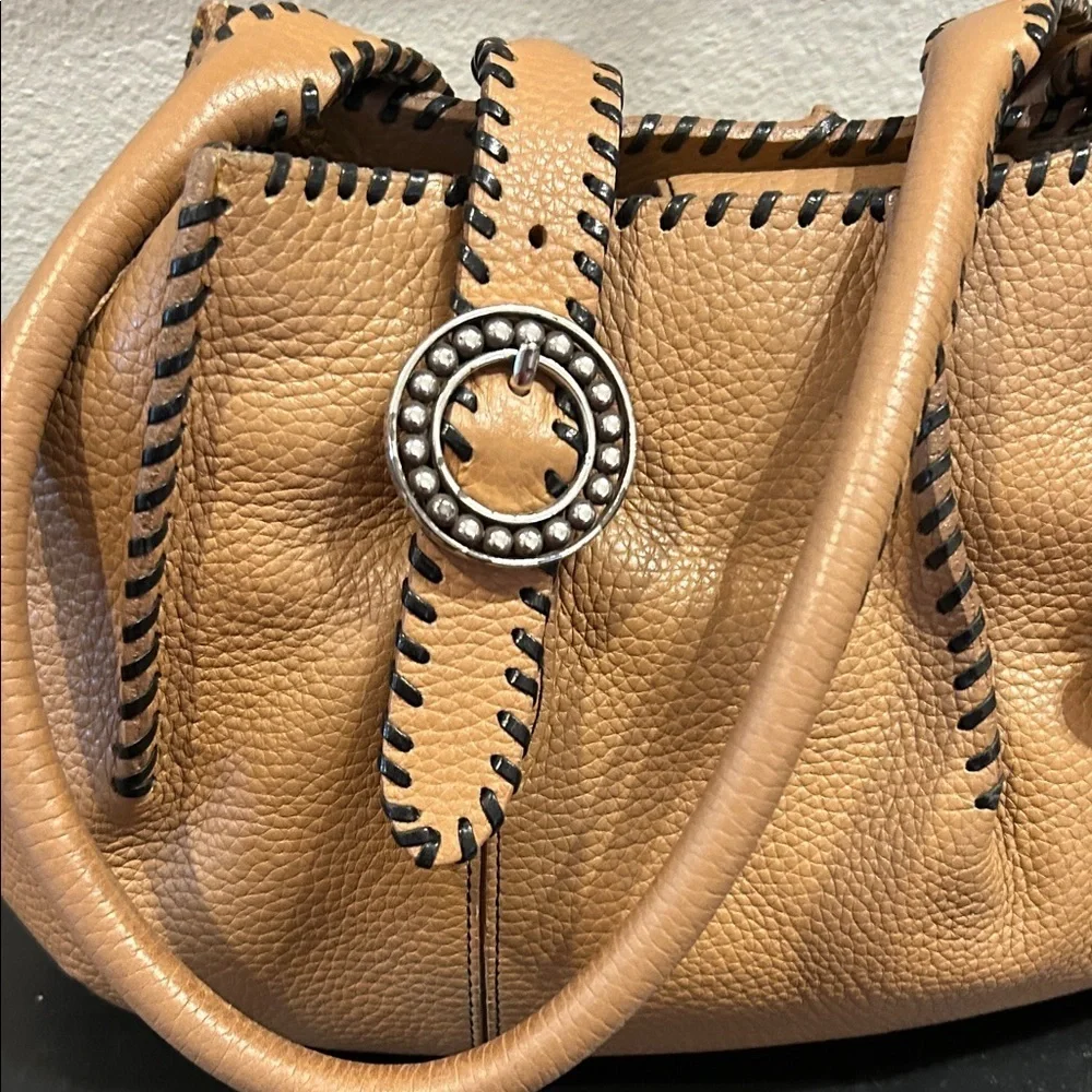 Brighton Tan Leather Shoulder Bag with Heart Charm
